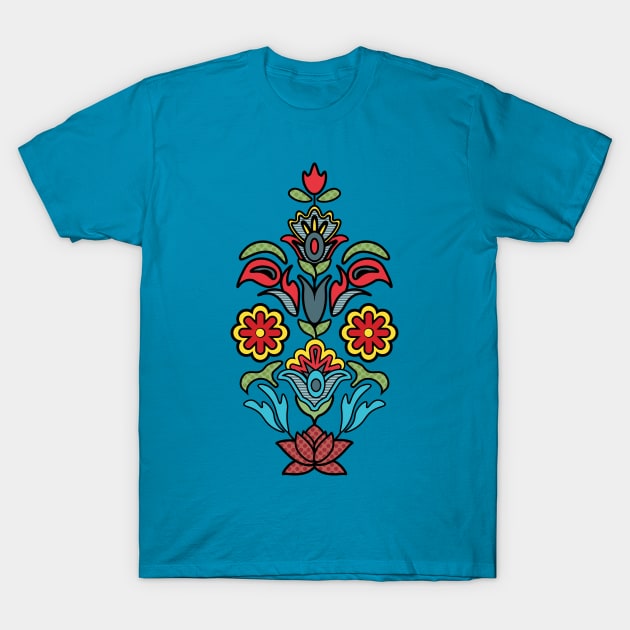 Floral Illustration Indian Ethnic Art T-Shirt by oknoki